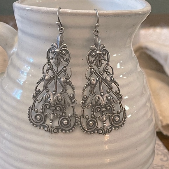 Boho Earring Silver gypsy antique silver chandelier handmade bohemian stevie 70 - Picture 1 of 1